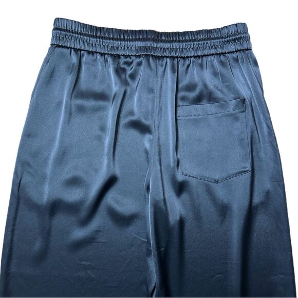 Nanushka Navy Wide Leg Satin Pants High-Waisted Size L - Picture 5 of 8